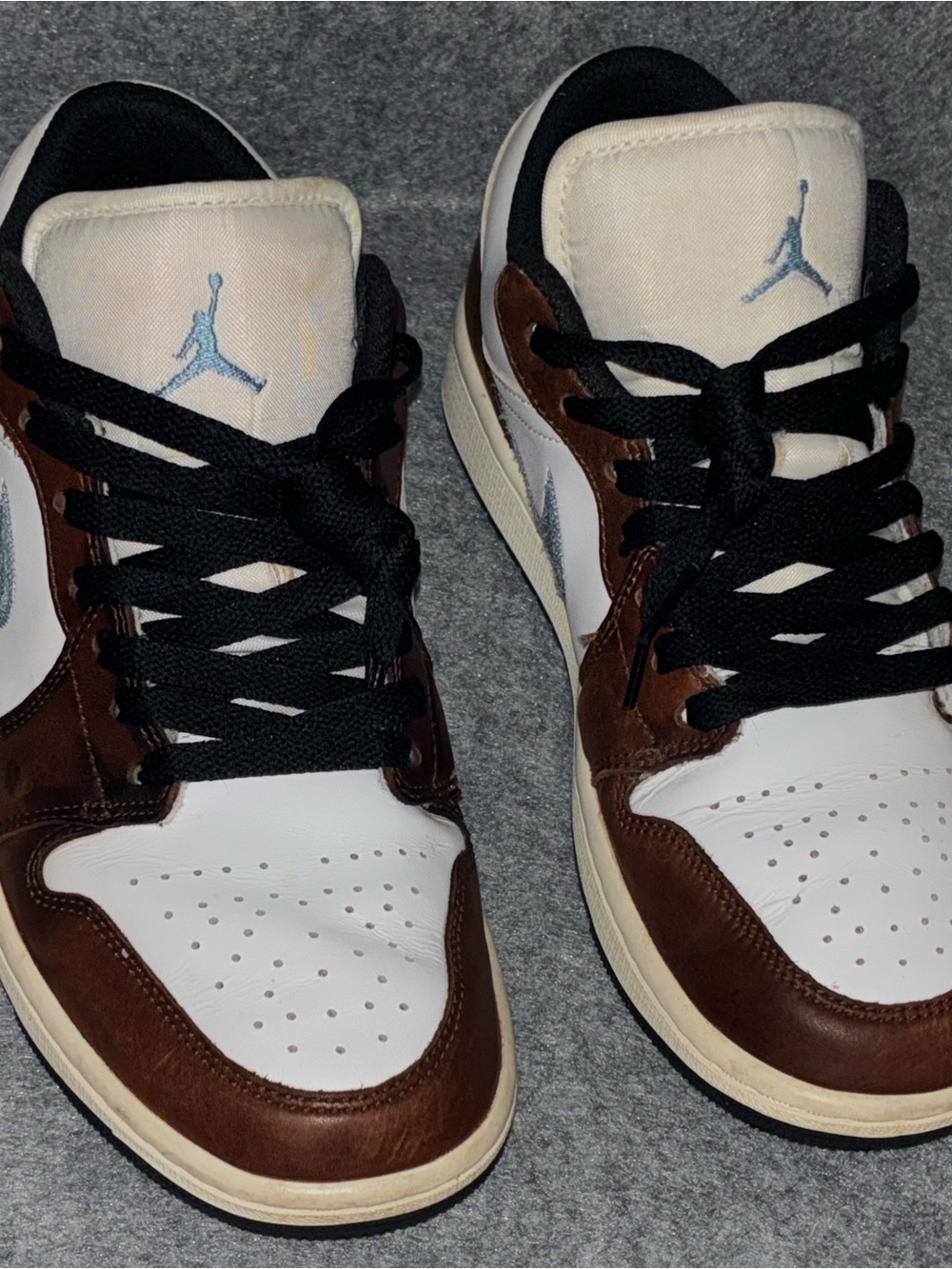 Air Jordan 1 Low SE Brown Blue Grey Men’s 8 FQ7832-142 Sashiko Swoosh